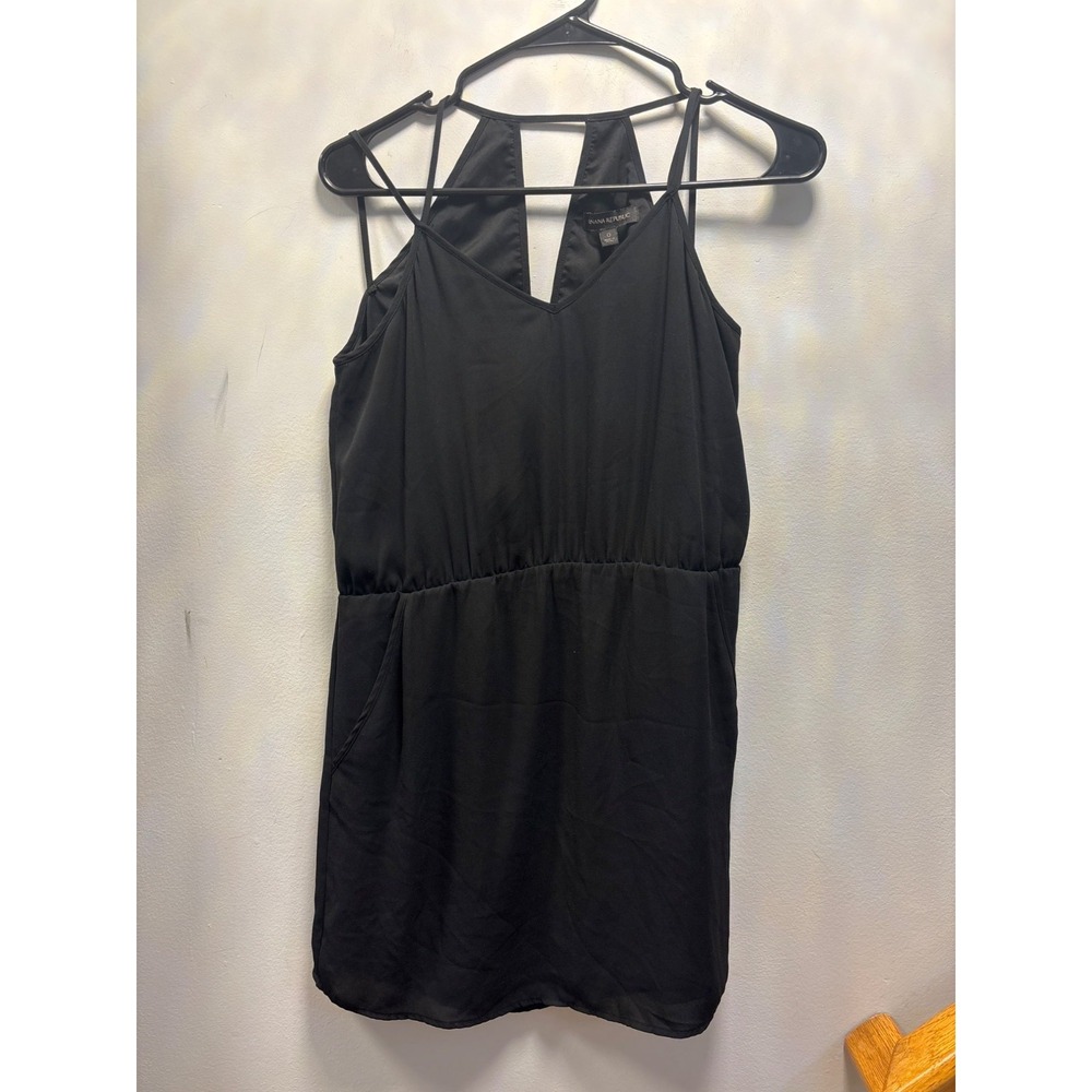 Banana Republic Romper Womens 0 Black Excellent Strappy Caged Back V-Neck Pocket